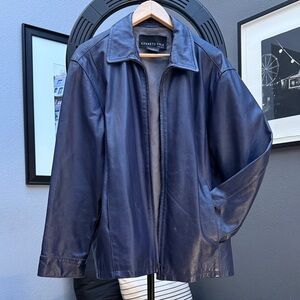 Kenneth Cole Men's Navy Leather Jacket size L
